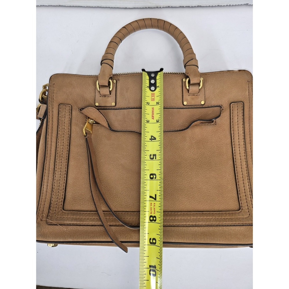 Rebecca Minkoff Bree Medium Top Zip Satchel Crossbody in a tan Nubuck Leather - Picture 7 of 7